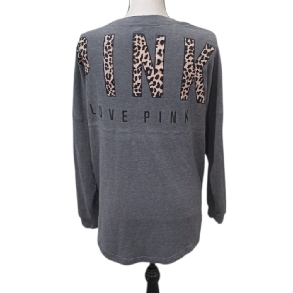 Victoria's Secret Gray Sweatshirt with Pink Leopard Print